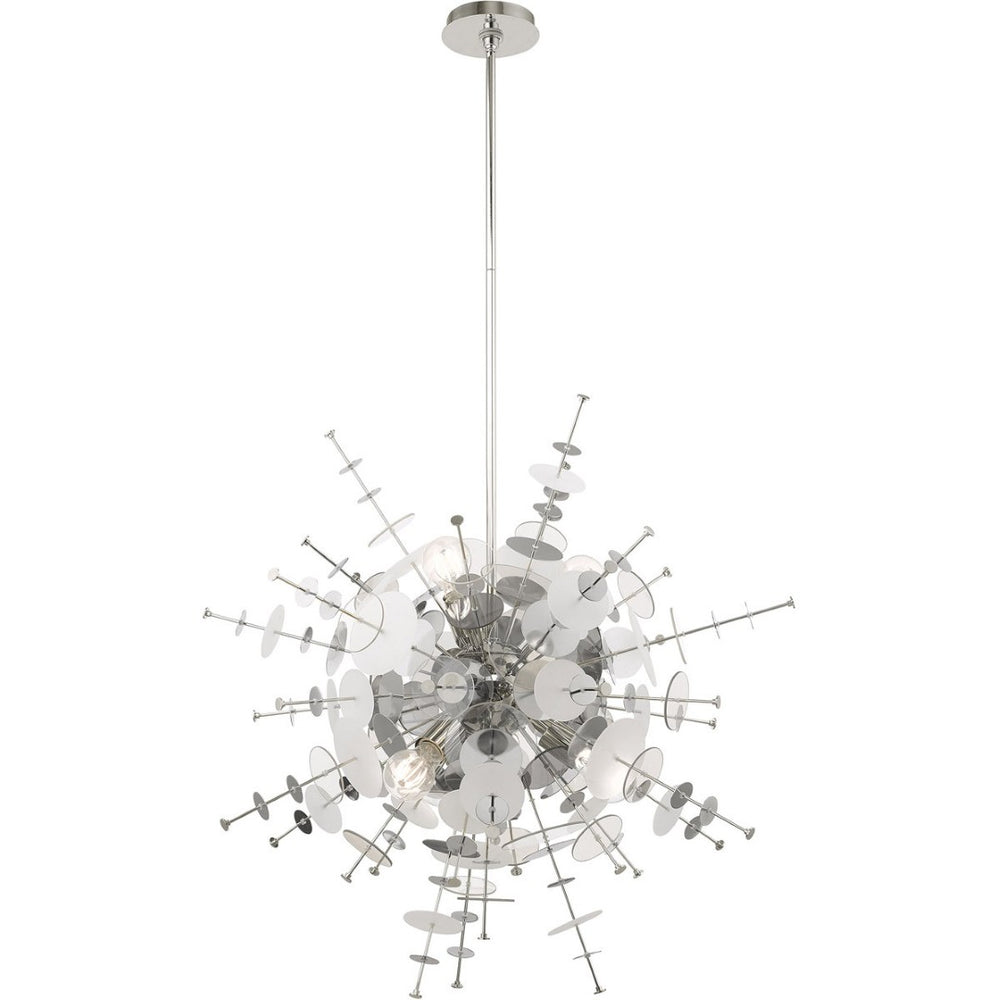 HomeRoots Six Light Dimmable Chandelier - Modern Cylindrical Steel Shades for Elegant Lighting & Ambiance 687141