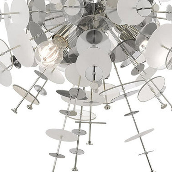 HomeRoots Six Light Dimmable Chandelier - Modern Cylindrical Steel Shades for Elegant Lighting & Ambiance 687141