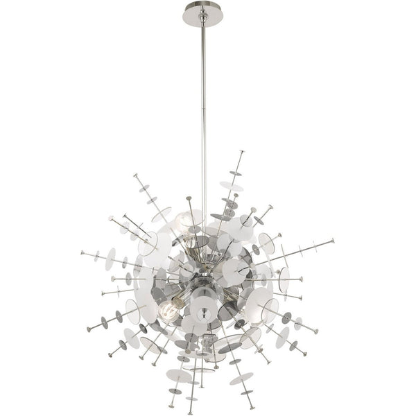 HomeRoots Six Light Dimmable Chandelier - Modern Cylindrical Steel Shades for Elegant Lighting & Ambiance 687141