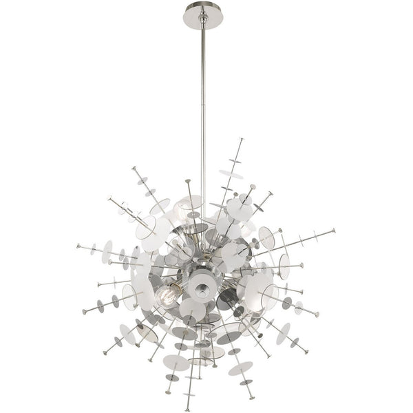 HomeRoots Six Light Dimmable Chandelier - Modern Cylindrical Steel Shades for Elegant Lighting & Ambiance 687141