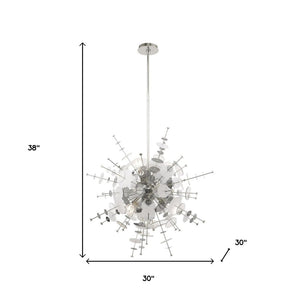 HomeRoots Six Light Dimmable Chandelier - Modern Cylindrical Steel Shades for Elegant Lighting & Ambiance 687141