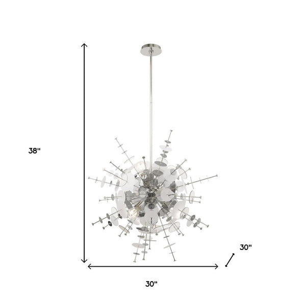 HomeRoots Six Light Dimmable Chandelier - Modern Cylindrical Steel Shades for Elegant Lighting & Ambiance 687141