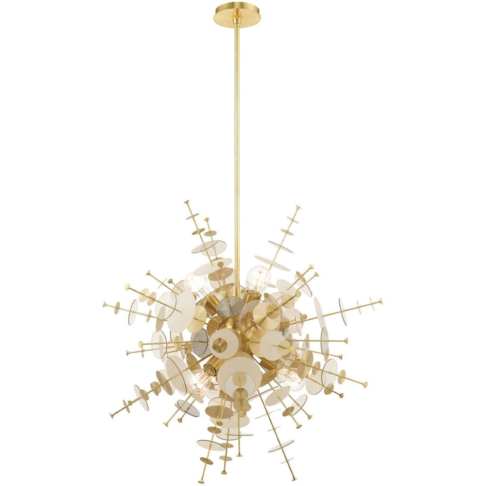HomeRoots Six Light Dimmable Chandelier - Contemporary Cylindrical Shades for Stylish Illumination in Any Room 687142