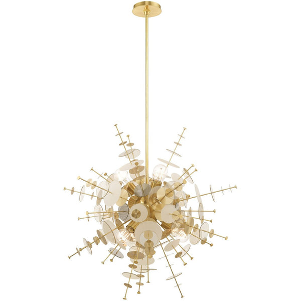 HomeRoots Six Light Dimmable Chandelier - Contemporary Cylindrical Shades for Stylish Illumination in Any Room 687142