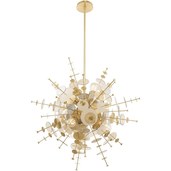 HomeRoots Six Light Dimmable Chandelier - Contemporary Cylindrical Shades for Stylish Illumination in Any Room 687142