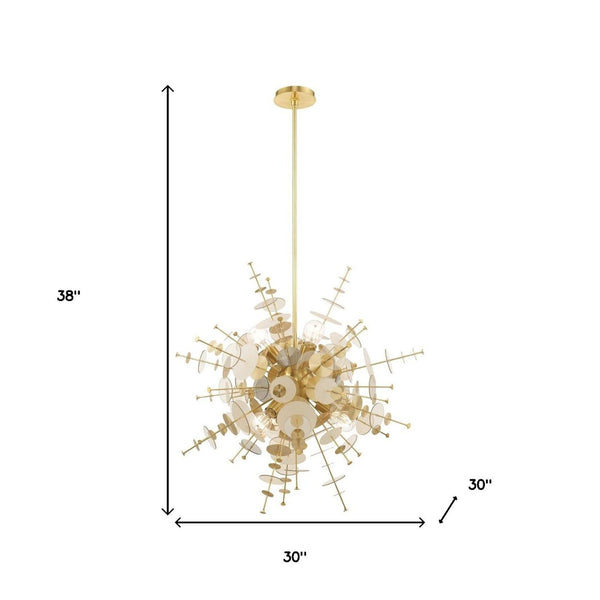 HomeRoots Six Light Dimmable Chandelier - Contemporary Cylindrical Shades for Stylish Illumination in Any Room 687142