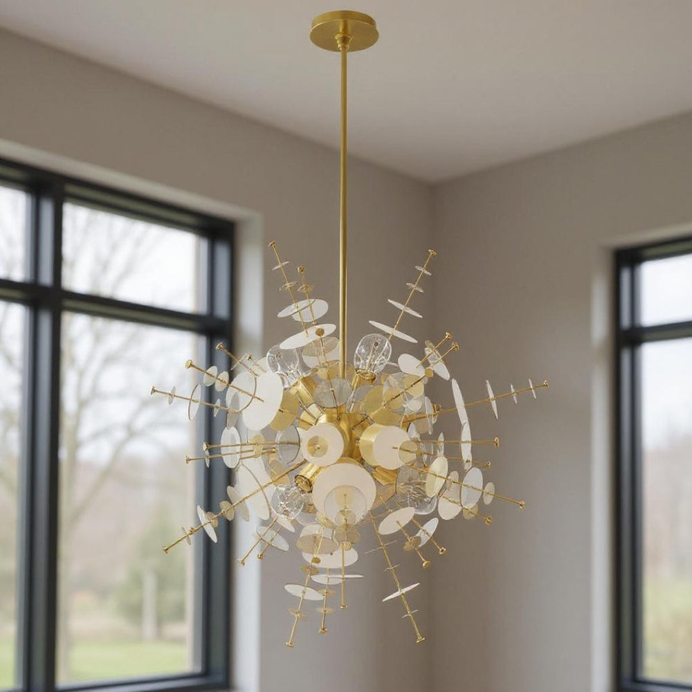 HomeRoots Six Light Dimmable Chandelier - Contemporary Cylindrical Shades for Stylish Illumination in Any Room 687142