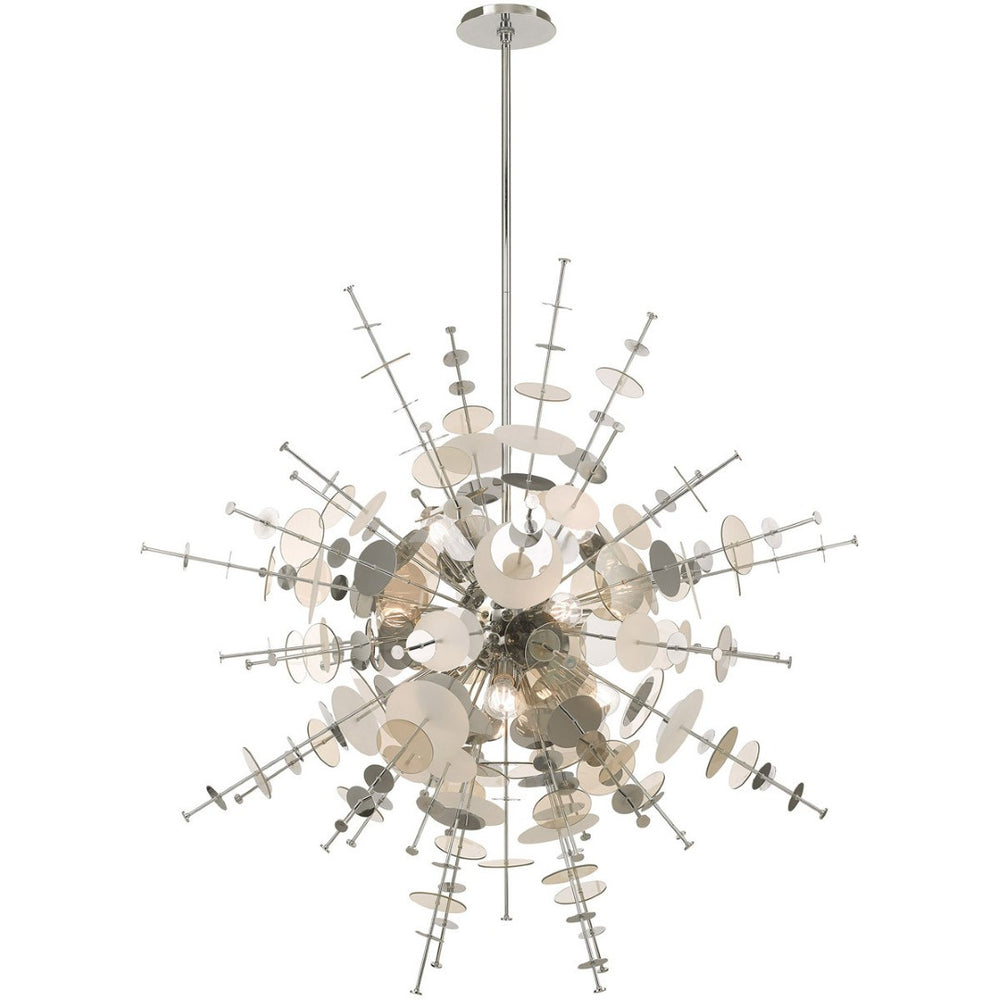 HomeRoots Twelve Light Dimmable Chandelier - Modern Cylindrical Design with Shades for Elegant Ambiance 687143