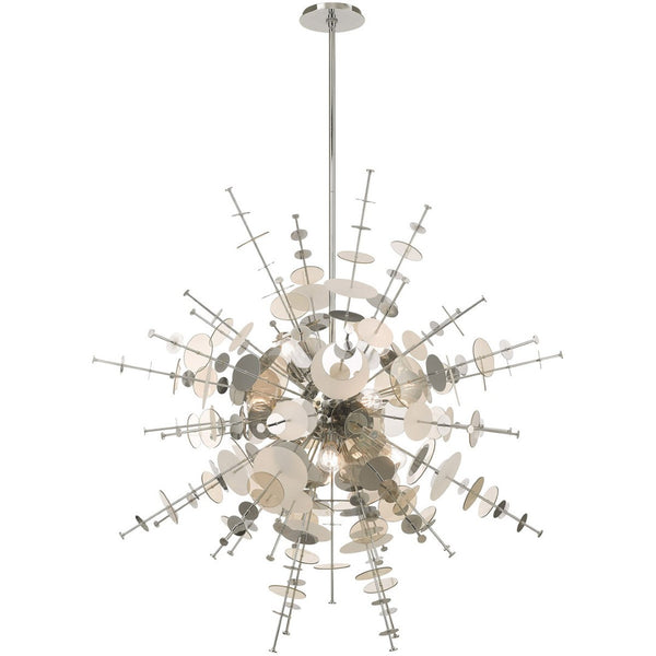 HomeRoots Twelve Light Dimmable Chandelier - Modern Cylindrical Design with Shades for Elegant Ambiance 687143