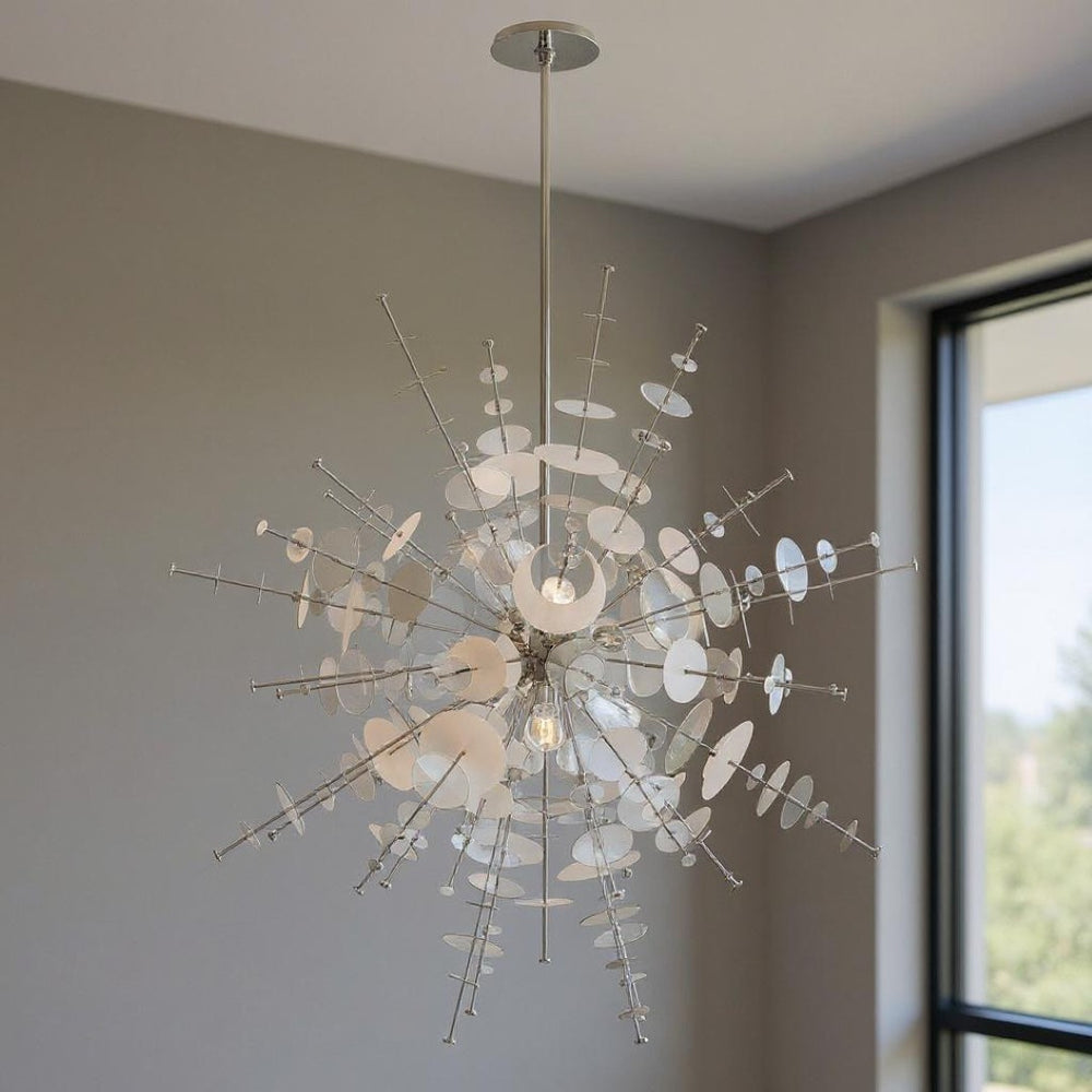 HomeRoots Twelve Light Dimmable Chandelier - Modern Cylindrical Design with Shades for Elegant Ambiance 687143