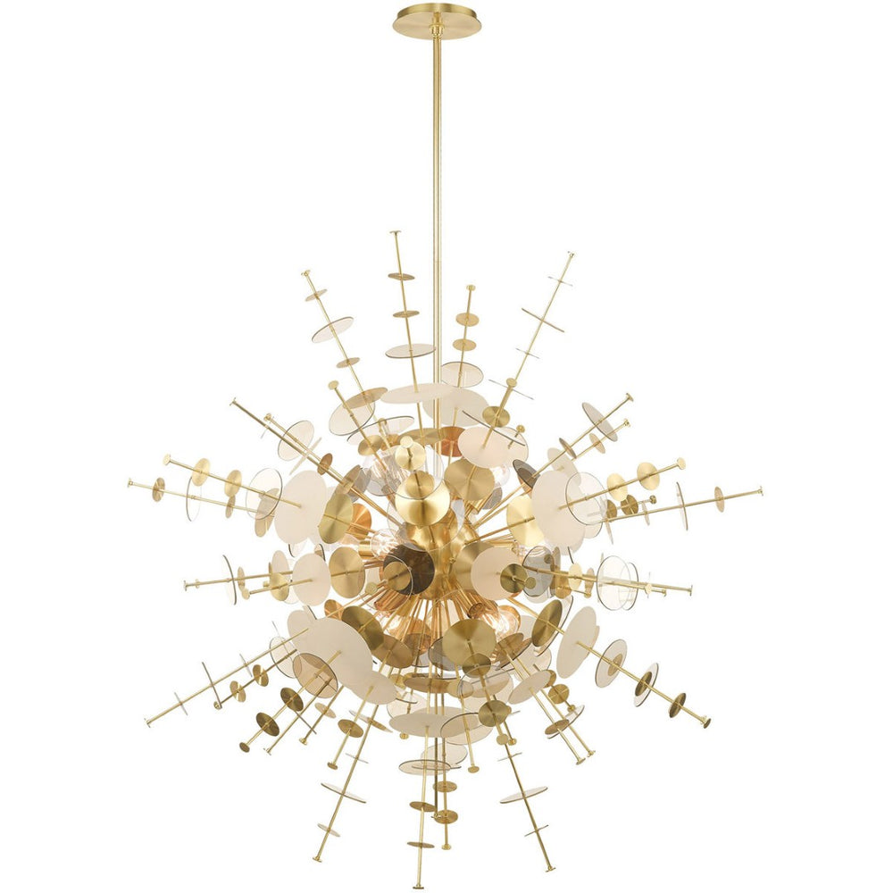 HomeRoots Twelve Elegant Dimmable Chandelier with Unique Shades - Perfect for High Ceilings & Modern Spaces 687144