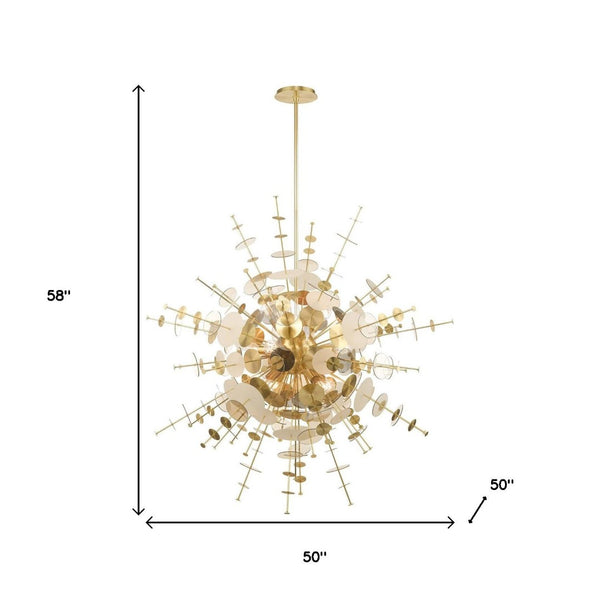 HomeRoots Twelve Elegant Dimmable Chandelier with Unique Shades - Perfect for High Ceilings & Modern Spaces 687144