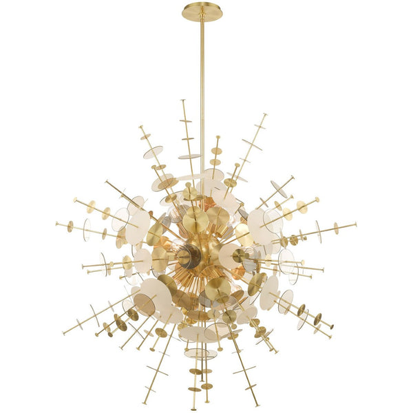 HomeRoots Twelve Elegant Dimmable Chandelier with Unique Shades - Perfect for High Ceilings & Modern Spaces 687144