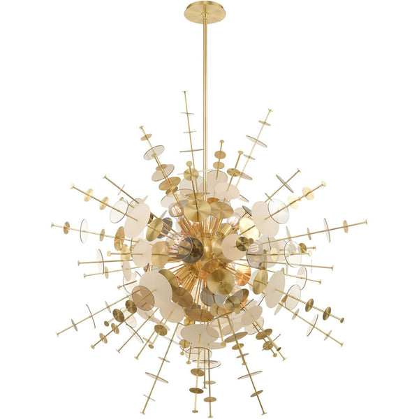 HomeRoots Twelve Elegant Dimmable Chandelier with Unique Shades - Perfect for High Ceilings & Modern Spaces 687144