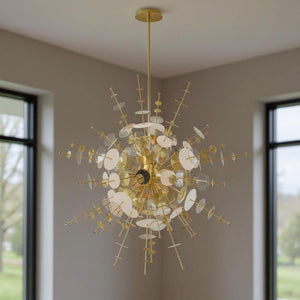 HomeRoots Twelve Elegant Dimmable Chandelier with Unique Shades - Perfect for High Ceilings & Modern Spaces 687144