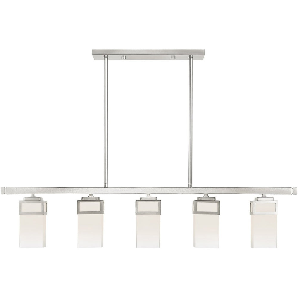HomeRoots Five Light Dimmable Chandelier - Modern Elegance with Cylindrical Shades for Versatile Home Lighting 687146