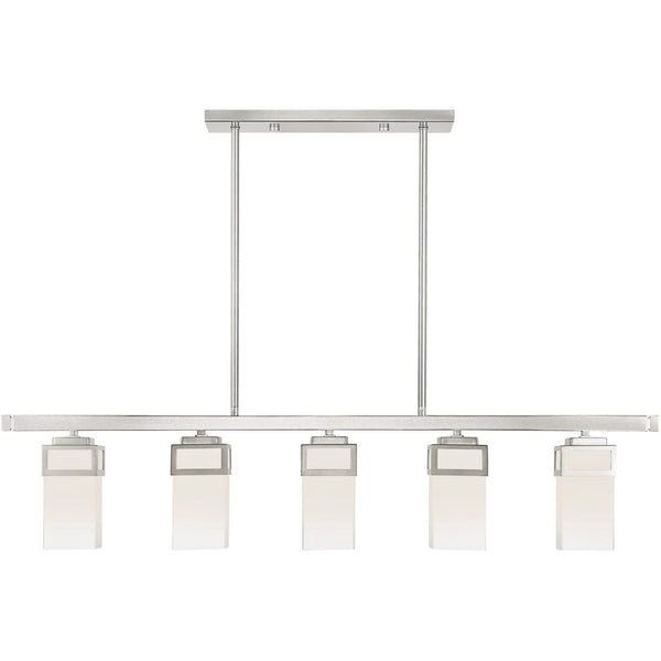 HomeRoots Five Light Dimmable Chandelier - Modern Elegance with Cylindrical Shades for Versatile Home Lighting 687146