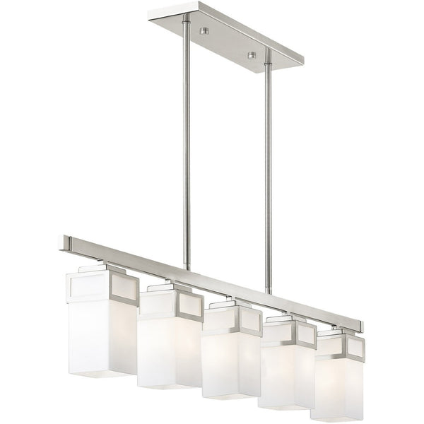 HomeRoots Five Light Dimmable Chandelier - Modern Elegance with Cylindrical Shades for Versatile Home Lighting 687146