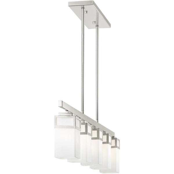 HomeRoots Five Light Dimmable Chandelier - Modern Elegance with Cylindrical Shades for Versatile Home Lighting 687146