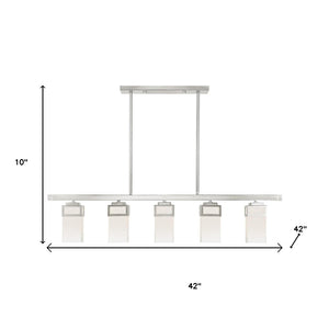 HomeRoots Five Light Dimmable Chandelier - Modern Elegance with Cylindrical Shades for Versatile Home Lighting 687146