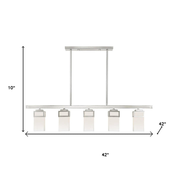 HomeRoots Five Light Dimmable Chandelier - Modern Elegance with Cylindrical Shades for Versatile Home Lighting 687146