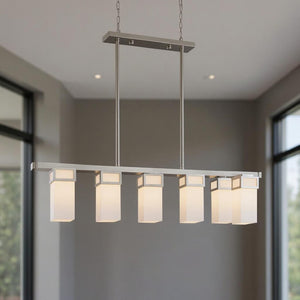 HomeRoots Five Light Dimmable Chandelier - Modern Elegance with Cylindrical Shades for Versatile Home Lighting 687146