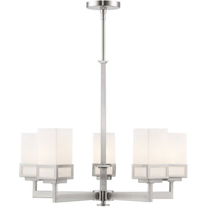 HomeRoots Five Light Dimmable Chandelier with Stylish Cylinder Shades for Modern Ambiance in Any Room 687147