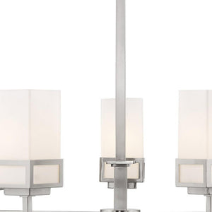 HomeRoots Five Light Dimmable Chandelier with Stylish Cylinder Shades for Modern Ambiance in Any Room 687147