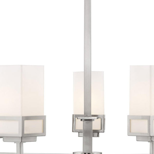 HomeRoots Five Light Dimmable Chandelier with Stylish Cylinder Shades for Modern Ambiance in Any Room 687147