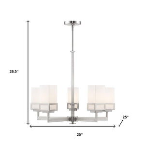 HomeRoots Five Light Dimmable Chandelier with Stylish Cylinder Shades for Modern Ambiance in Any Room 687147