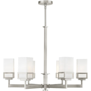 HomeRoots Six Light Dimmable Chandelier – Modern Industrial Design with Cylinder Shades for Elegant Ambiance 687148