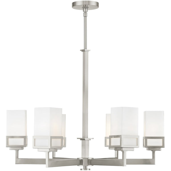 HomeRoots Six Light Dimmable Chandelier – Modern Industrial Design with Cylinder Shades for Elegant Ambiance 687148