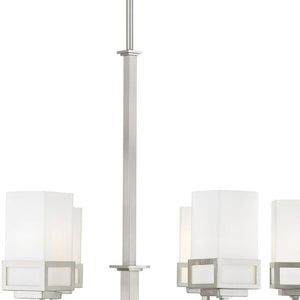 HomeRoots Six Light Dimmable Chandelier – Modern Industrial Design with Cylinder Shades for Elegant Ambiance 687148