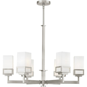 HomeRoots Six Light Dimmable Chandelier – Modern Industrial Design with Cylinder Shades for Elegant Ambiance 687148