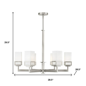HomeRoots Six Light Dimmable Chandelier – Modern Industrial Design with Cylinder Shades for Elegant Ambiance 687148