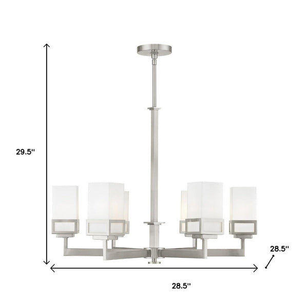 HomeRoots Six Light Dimmable Chandelier – Modern Industrial Design with Cylinder Shades for Elegant Ambiance 687148