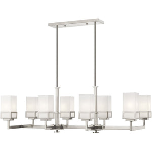 HomeRoots Eight Light Dimmable Chandelier with Sleek Cylinder Shades for Modern Ambiance in Any Space 687149