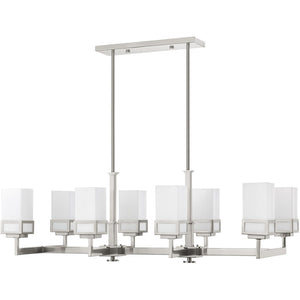 HomeRoots Eight Light Dimmable Chandelier with Sleek Cylinder Shades for Modern Ambiance in Any Space 687149
