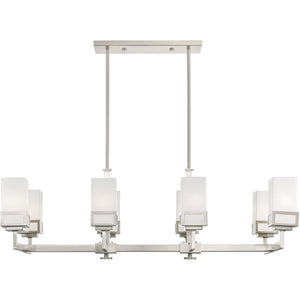 HomeRoots Eight Light Dimmable Chandelier with Sleek Cylinder Shades for Modern Ambiance in Any Space 687149