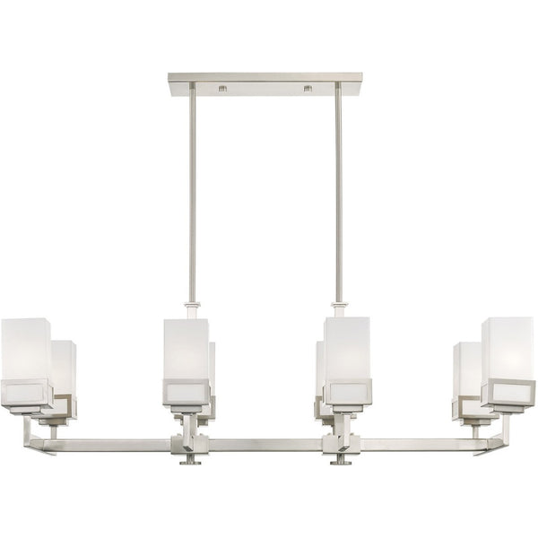 HomeRoots Eight Light Dimmable Chandelier with Sleek Cylinder Shades for Modern Ambiance in Any Space 687149