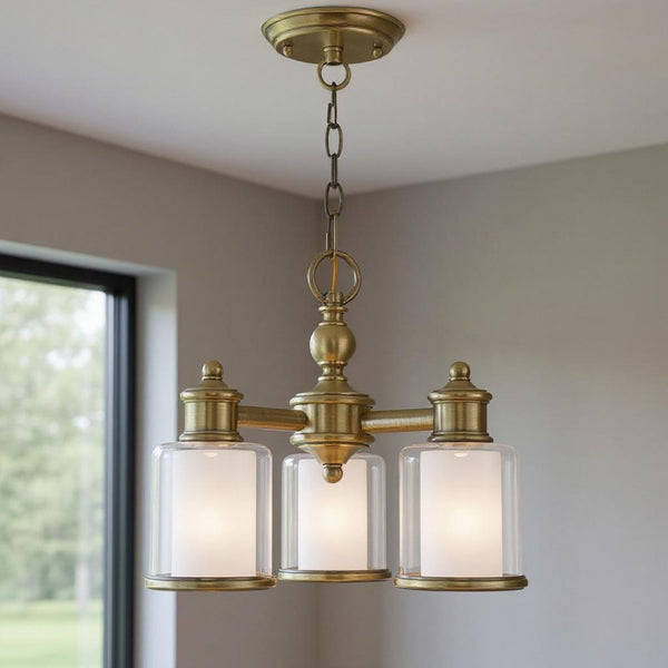 HomeRoots Three Light Dimmable Chandelier with Modern Cylindrical Shades for Stylish Home Illumination 687150