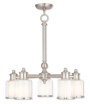 HomeRoots Nickel Five-Light Dimmable Chandelier with Stylish Opal Shades - Modern Illumination for Any Room 687153