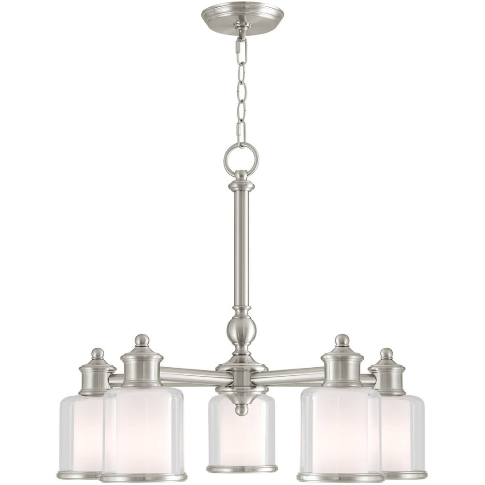 HomeRoots Nickel Five-Light Dimmable Chandelier with Stylish Opal Shades - Modern Illumination for Any Room 687153