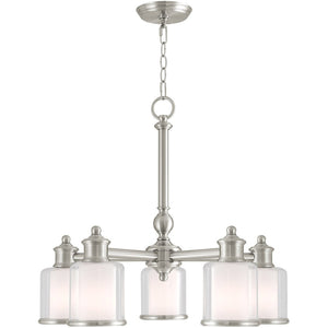 HomeRoots Nickel Five-Light Dimmable Chandelier with Stylish Opal Shades - Modern Illumination for Any Room 687153
