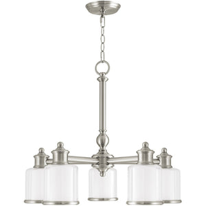 HomeRoots Nickel Five-Light Dimmable Chandelier with Stylish Opal Shades - Modern Illumination for Any Room 687153
