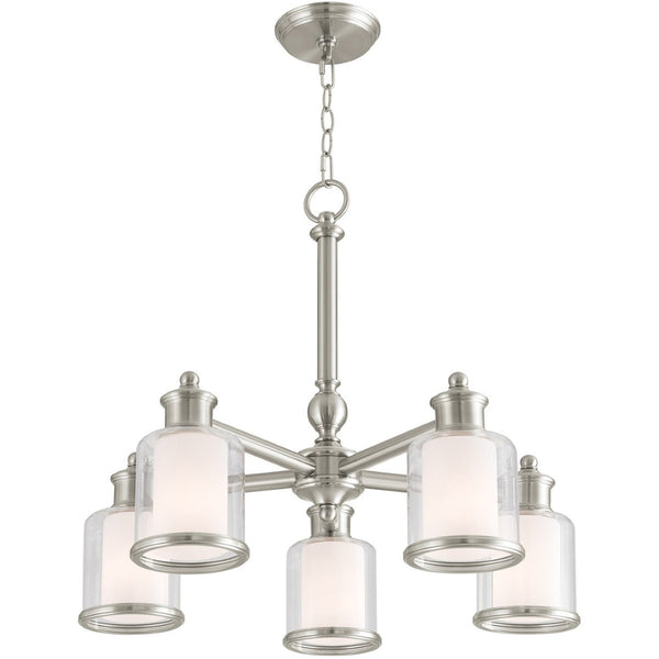 HomeRoots Nickel Five-Light Dimmable Chandelier with Stylish Opal Shades - Modern Illumination for Any Room 687153