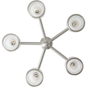 HomeRoots Nickel Five-Light Dimmable Chandelier with Stylish Opal Shades - Modern Illumination for Any Room 687153