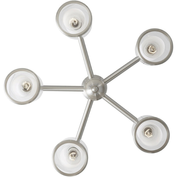 HomeRoots Nickel Five-Light Dimmable Chandelier with Stylish Opal Shades - Modern Illumination for Any Room 687153