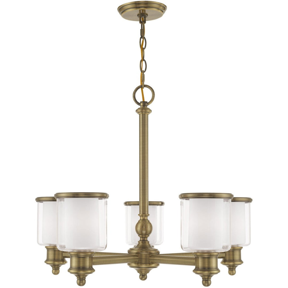 HomeRoots Five Light Dimmable Chandelier with Modern Cylindrical Shades for Elegant Home Illumination 687154