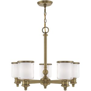 HomeRoots Five Light Dimmable Chandelier with Modern Cylindrical Shades for Elegant Home Illumination 687154